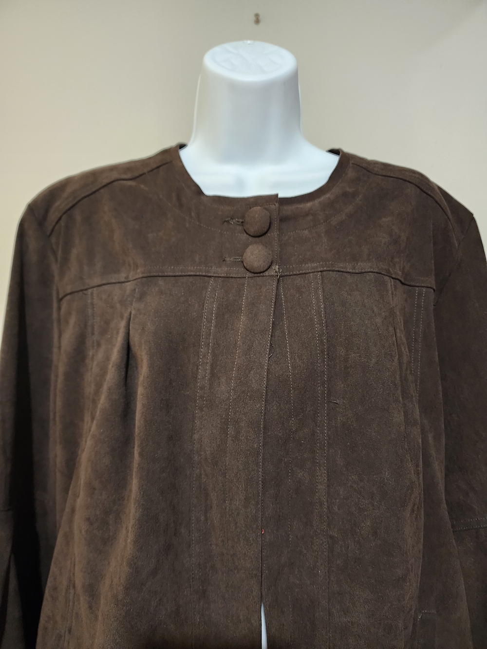 Kim Rogers Dark Brown Suede Swing Cape Jacket - Picture 2 of 16